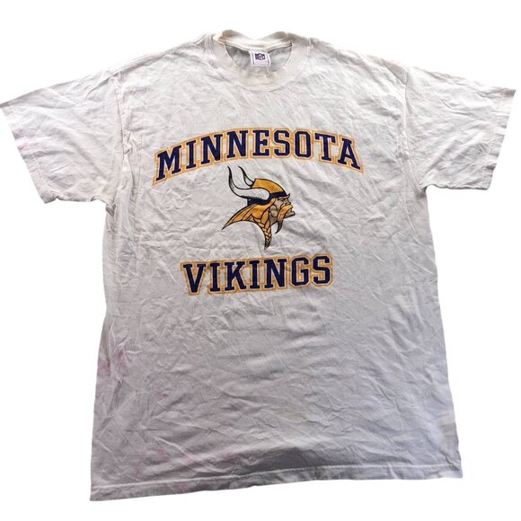 NFL Mens Minnesota Vikings T-Shirt Large Short Sleeve White Graphic Tee Sports - Picture 1 of 10